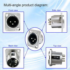 XLR 3Pin Female &Male Panel Mount Chassis Connector Nickel Plated Housing silver