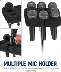 Multi Microphone Holder[Thickened Aluminum/Customized] for Mic Stand Holds up to