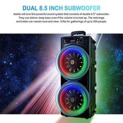 Dual 8.5“ Bluetooth Karaoke Party Speaker & Mic 1 Year Warranty NEW