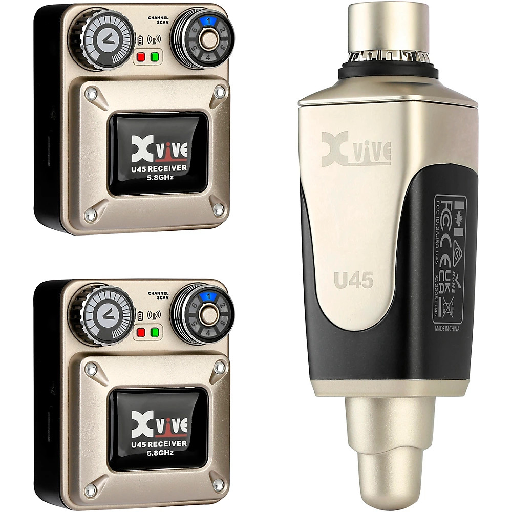 Xvive U45 InEar Wireless Monitor System Transmitter2 Receivers (5.8 GHz) Gold