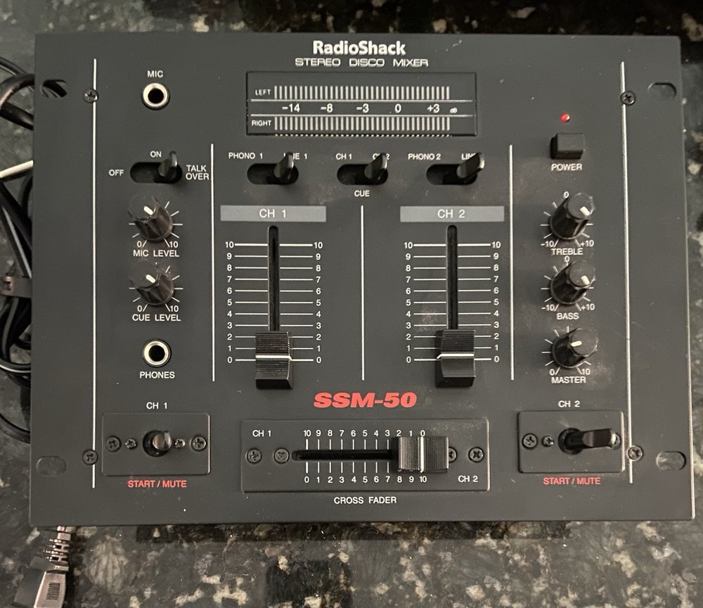 RadioShack SSM-50 Stereo Disco 2-Channel DJ Mixer w/ Crossfader, 2-Band EQ