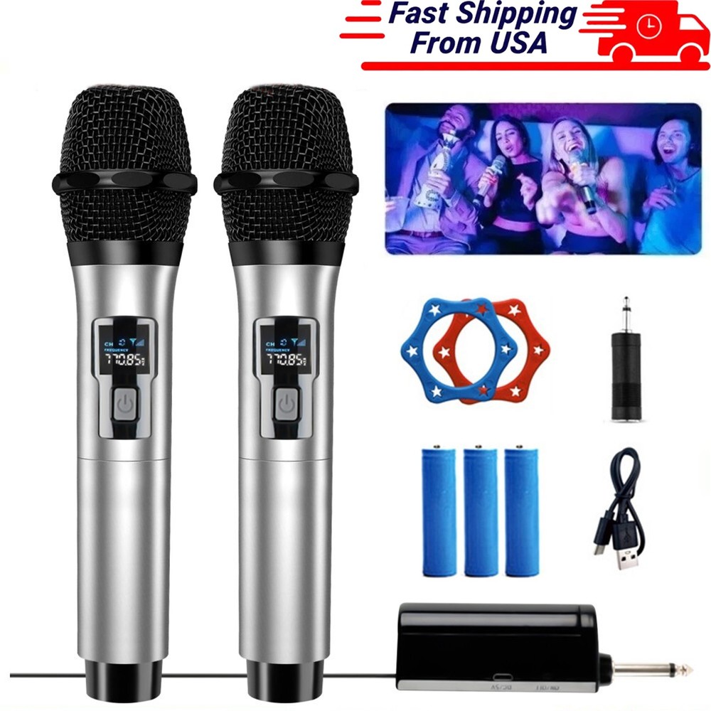 Wireless Microphones Metal Dynamic Microphone System with Receiver for DJ Party