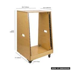 Sound Town DIY Slanted 16U Studio Rack, Plywood, Golden Oak (SDRK-16T)