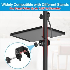 Universal Metal Clamp-On Shelf Pole Stand For TV Cart Speaker 11.7×7.8 Inch