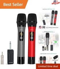 Dual Handheld Karaoke Microphone Set with Rechargeable Receiver – Mute Function