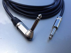 15FT Canare GS-6 w Neutrik Rean 1/4 TS Right Angle to 1/4 TS Guitar Patch Cable