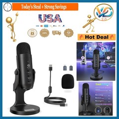 Professional USB Podcast Microphone Noise Cancelling for PC Mac iPhone