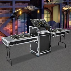 14U PA DJ Cabinet Black Rack Free Standing Network & Stereo Rack With 4 Wheels