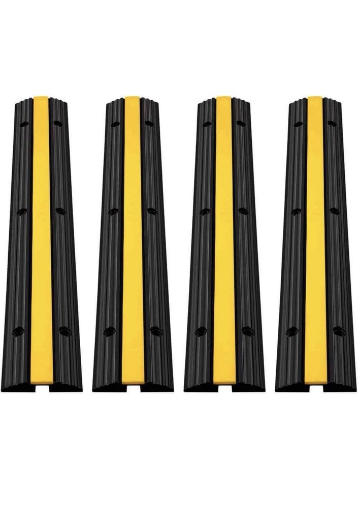 VEVOR 1-Channel Rubber Cable Protector Ramps 22046 lbs. Loading Cable (4-Pieces)