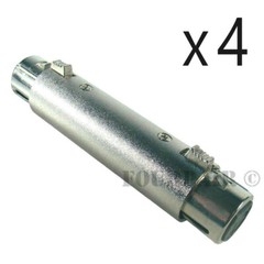 4 Pack – 3Pin XLR Female to Female Coupler Gender Changer Microphone Mic Adapter