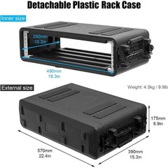 2U Rack Case Shallow 12″ Depth 19″ Rackmount Flight Case Dustproof for Pro Audio