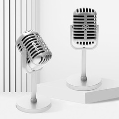 2 Pack Retro Microphone Props Model, 6.7X3.1In Antique Microphone Prop with Stan