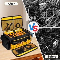 Large DJ Equipment Bag with 6 Detachable Dividers,DJ Cable File Bag with Laptop