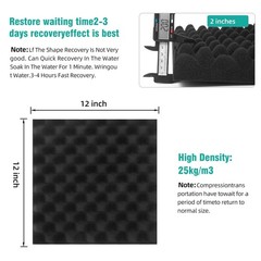 24 Pack Sound Absorbing Foam Panels 12″x12″ High Density Fire Resistant Acoustic