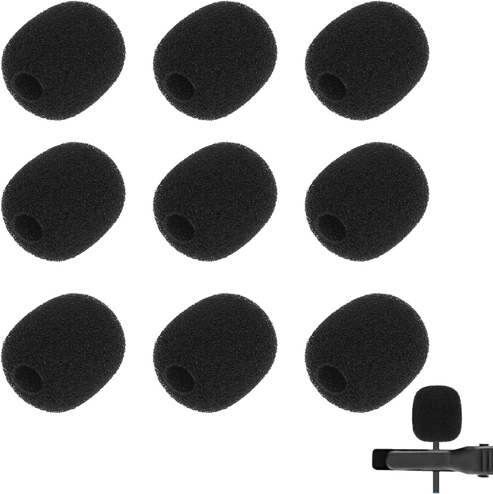 10 Pcs Mini Lavalier Microphone Windscreen Foam Covers for Headset Mics Black