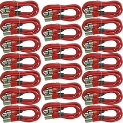 20 LOT PACK RED 6 ft foot 3 pin XLR M/F shielded microphone mic audio cables NEW