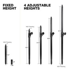 Sound Town Speaker Pole Stand, Adjustable & Fixed Height Pole (STSD-MM1449B)