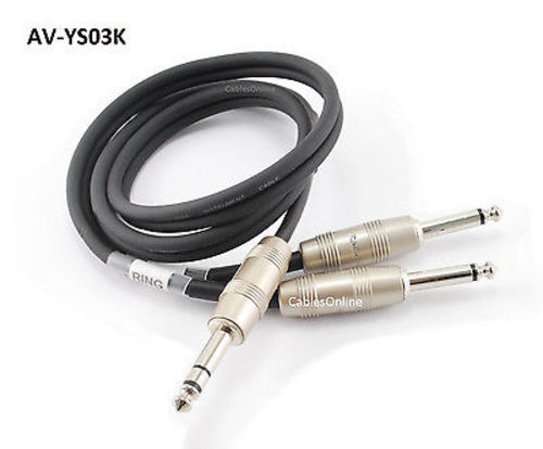 3ft Kirlin 1/4″ TRS Stereo Male Plug to Dual 1/4″ TS Mono Male Noise-Free Cable