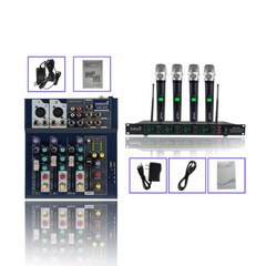 4 Channel Audio Mixer Recording Mixing Console Church Wireless UHF Mic STARAUDIO