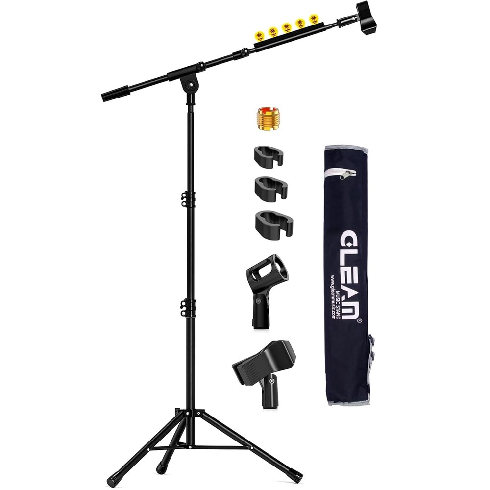 GLEAM Microphone Stand for Light Microphone less than 1 LB – Tripod Boom Arm Mic