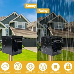 RV EV 50 Amp 125/250V Power Outlet Box Waterproof Lockable Panel 14-50R Black