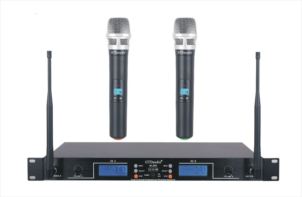 GTD Audio 2 x 100 Adjustable Ch UHF Handheld wireless Microphone mic System 290