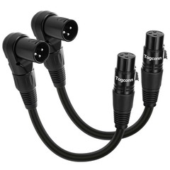 2-Pack Right Angle XLR Microphone Extension Cable Adapter 0.6 Feet, 90 Degree