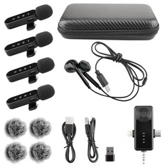 4pcs 2/3 in 1 Lavalier Wireless Microphone Audio Video Mic For iPhone Android