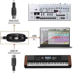 NEW USB IN-OUT MIDI Interface Cable Converter to PC Music Keyboard Adapter Cord