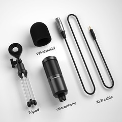Condenser Microphone, Cardioid Studio Condenser Recording Mic with 3.5mm XLR for