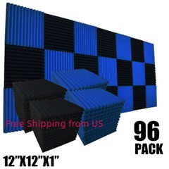 12-24-48-96PCS Blue Acoustic Foam Panel Wedge Studio Sound Absorb Wall Tiles 1“