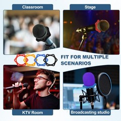 6 Pack 1.34″ Hexagonal Rubber Mic Rolling Ring, Black/Orange/Blue