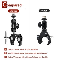 Lanxire Microphone Holder Camera Clamp with Double Ball Head Magic Arm and 5/…