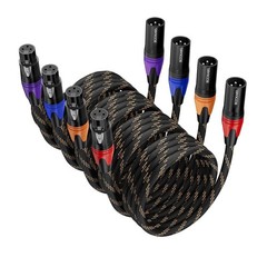 4-Pack XLR Cables 15ft – Microphone Speaker Nylon Braided