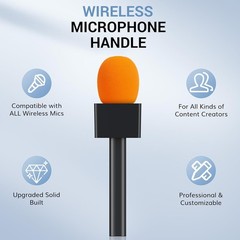 TONOR Handheld Adaptor for Interview Mic, Wireless Microphone Handle for Lavalie