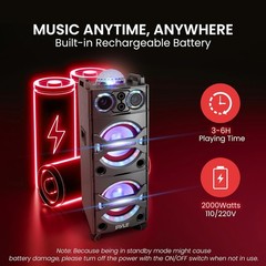 Pyle PSUFM1043BT Portable Bluetooth PA Loudspeaker System W/ Mic, Party Lights..