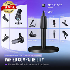 Desktop Microphone Stand, Heavy-Duty Metal Adjustable Table Mic Stand with 5/8″