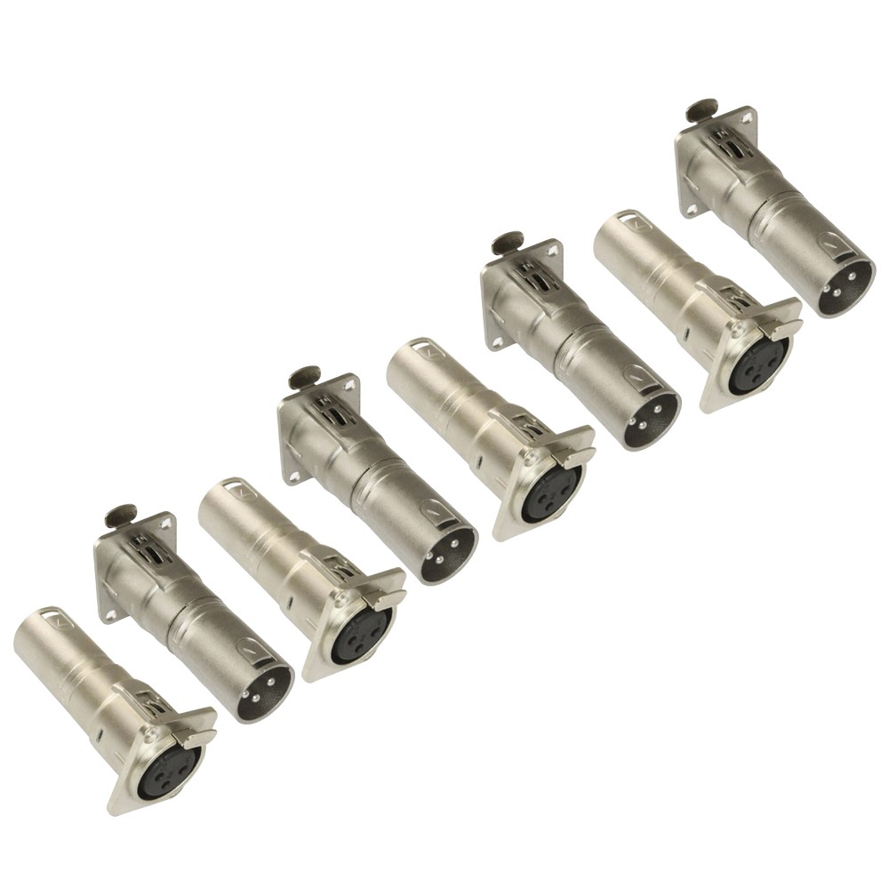 8x 3Pin XLR Female To Male Audio Pass Through Feed Panel Mount Connector Adapter