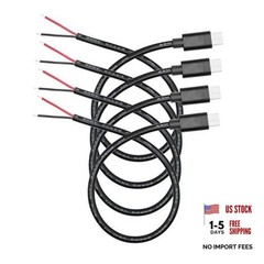 USB C to 2 Pin Bare Wire Open End Power USB Type C Male – 30cm/11inch (4Pcs)