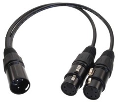 1ft XLR 4-Pin 1-Male to XLR 4-Pin 2-Female Y-Splitter Cable