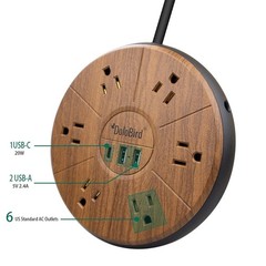Power Strip Surge Protector 6 AC outlets with USB and USB-C PD 20W Fast Charg…