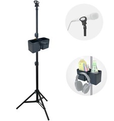 LINCO Adjustable Microphone Stand with Clamp-On Bottle Rack Tray & Carrying Bag