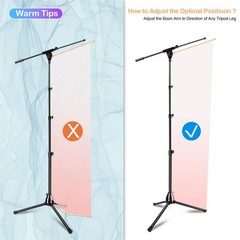 Microphone Stand Floor Foldable Mic Stand Heavy Duty Tripod Boom Arm with 2 S…