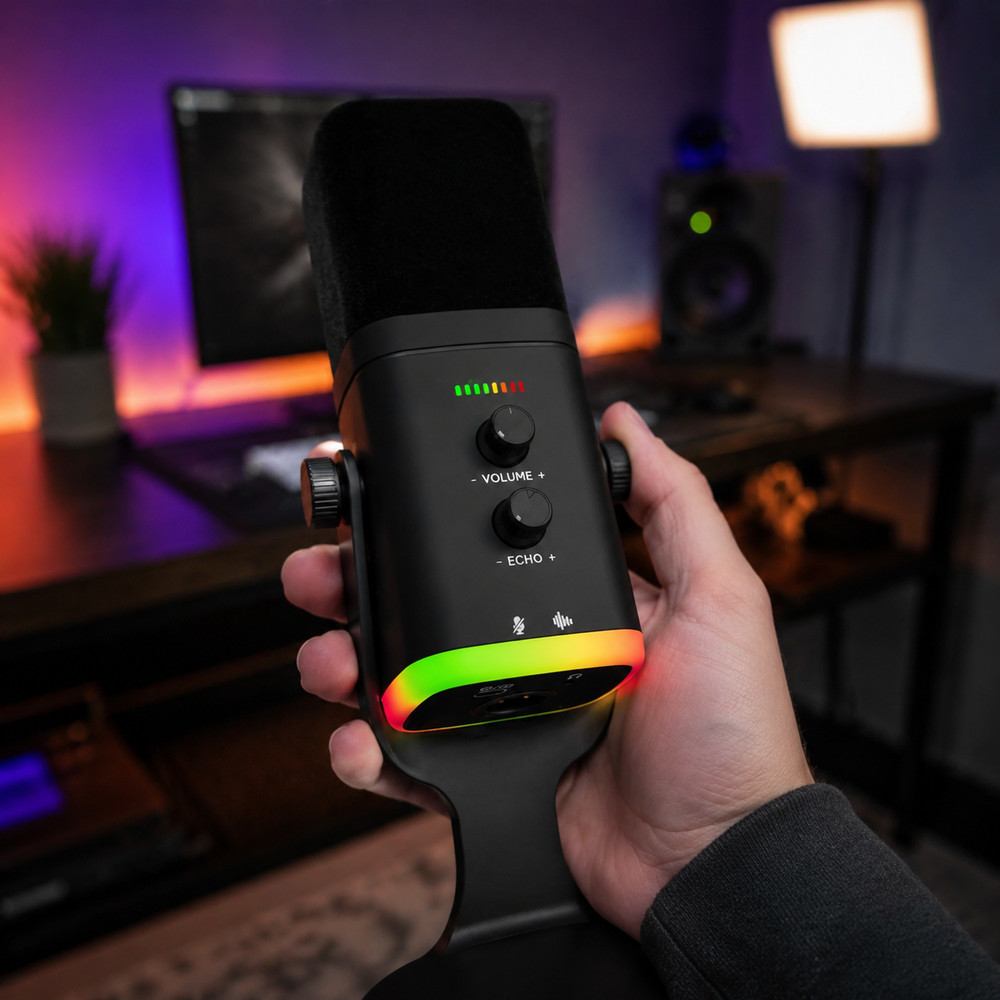 USB/XLR Dynamic Microphone for Gaming & Podcast & Streaming with RGB
