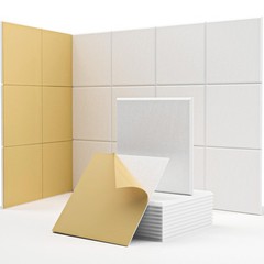 Square Acoustic Wall Panels, Sound Absorbing Panels for Walls, 18 Pack, white