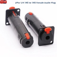 4x Black Solderless 1/4 TRS to TRS Female Locking Jacks Plug for D Pedalboards