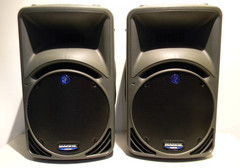 One Pair Mackie SRM 450 Powered Active PA Speakers W/Mackie Gig Bags, Cords, Man