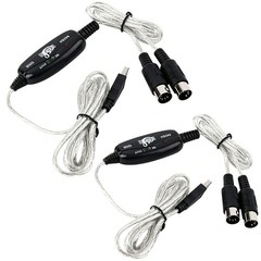2Pcs USB MIDI Interface Cable 5-Pin IN-OUT Converter for Piano Keyboard to PC
