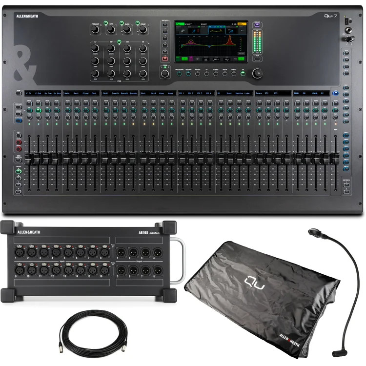 Allen & Heath Qu-7 38-channel Digital Mixer with 16×8 Digital Stage Box Bundle