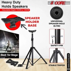 5 Core Speaker Stand Universal Mount Steel Construction 132 Lbs Capcity Stable T